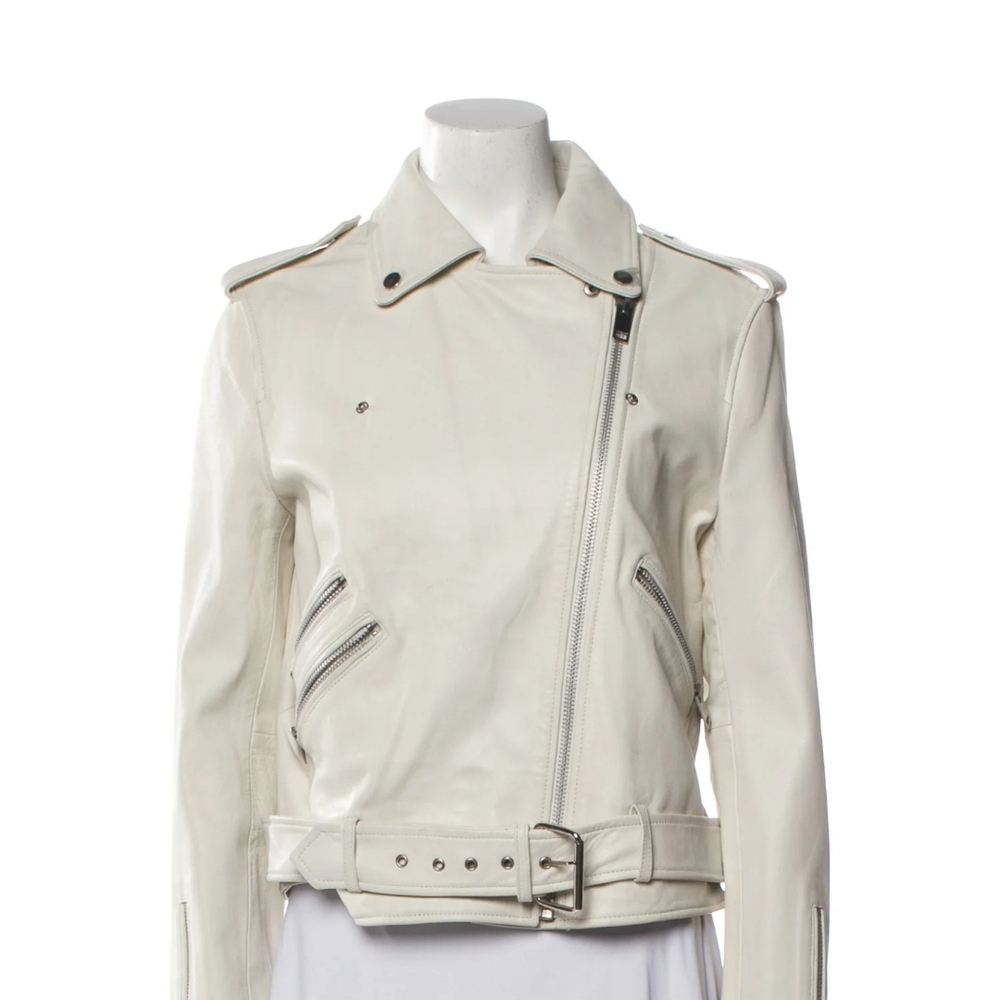 Women's Cream Leather Jacket